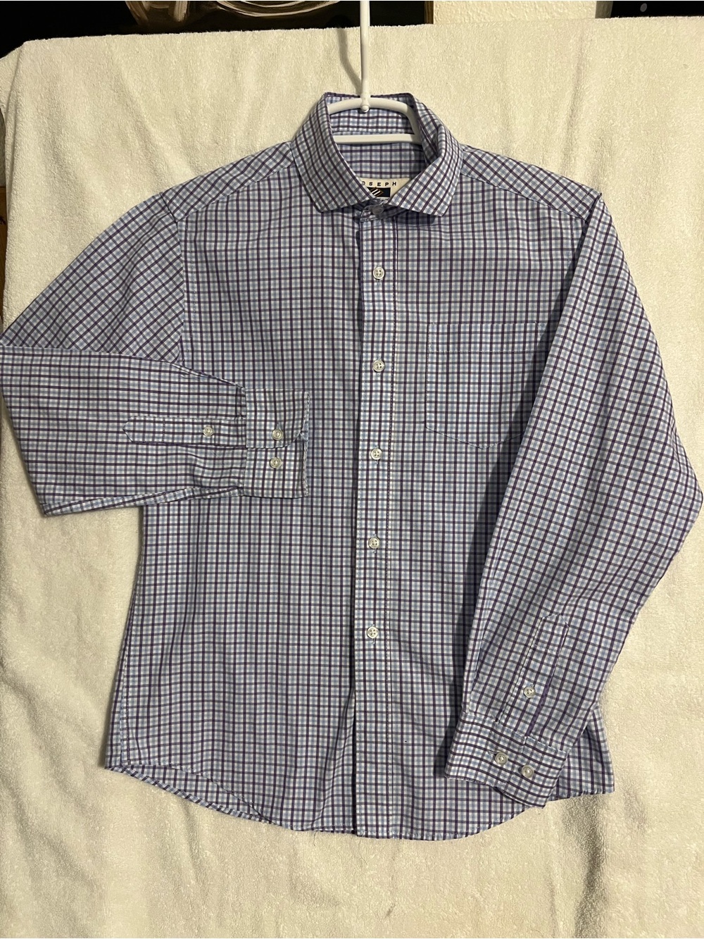 Joseph Abboud Blue and White Checked Dress Shirt